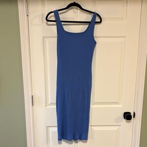 Uniqlo Blue Ribbed Tank Midi Dress